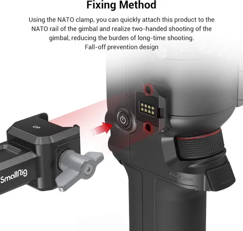 Vista 2 de SMALLRIG Mango Doble Empuñadura para Cardán DJI RS 4 /RS 4 Pro/RS 3 / RS 3 Pro/RS 2 / RSC 2, Empuñadura de Mango de Cardán con Rieles NATO, Zapata