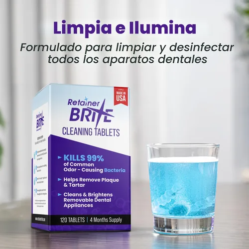 Vista 5 de Retainer Brite Tabletas limpiadoras de retenedores para limpiadores ultrasónicos, utilizadas para limpiar Invisalign, protector bucal, protector