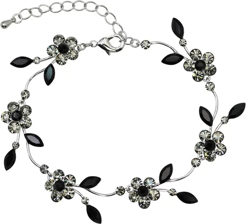 Vista 7 de Faship - Juego de collar y aretes con cristales de imitación florales AB