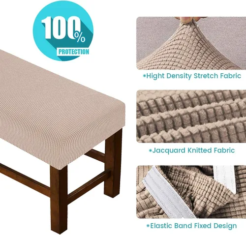 Vista 3 de Beacon Pet Fundas de jacquard para banco de comedor, funda tapizada de elastano suave y elástica, extraíble y lavable para sala de estar Marrón