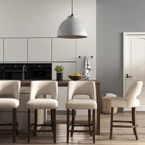 Vista 31 de VKNOW Juego de 2 Taburetes de Bar, Taburetes de Bar Tapizados de Altura de Mostrador, Taburetes Modernos de Mostrador con Patas de Madera para Isla