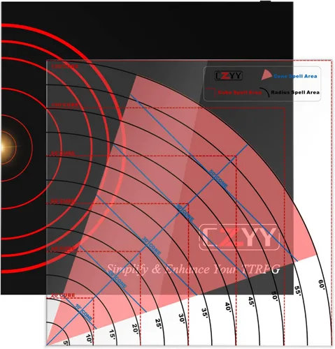 Vista 8 de CZYY Juego de 15 plantillas de hechizos de área de efecto, marcadores de daño AOE con cubo, cono, círculo y línea, accesorios compatibles