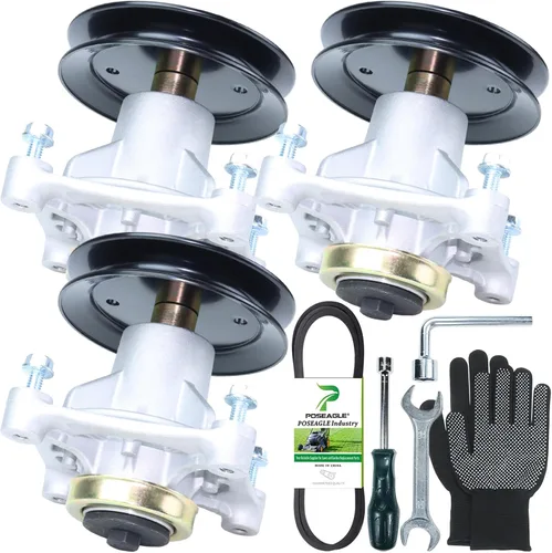 Vista 11 de 604214 Conjunto de husillo con espaciador de polea 604123 y kit de herramientas de montaje para tractores de césped Hustler Raptor de 34", 36", 42