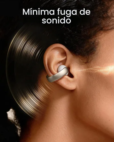 Vista 6 de Soundcore AeroClip de Anker, Auriculares de oído abierto, Auriculares de clip, Comodidad adaptativa, Llamadas claras con 4 micrófonos y AI, Ajuste
