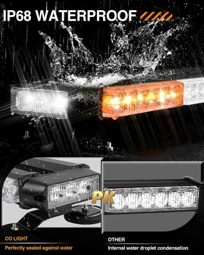 Vista 7 de CO LIGHT Barra de luz estroboscópica LED de 43 pulgadas, 108 chips de alta luz, intensidad intermitente de doble cara, luz estroboscópica