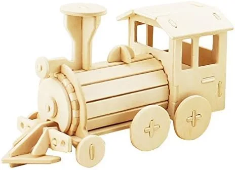 Hands Craft Rompecabezas de madera 3D de bricolaje – Kit de construcción de modelo locomotora de montaje, rompecabezas de cerebro, juguete educativo