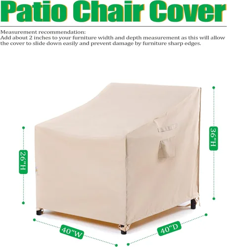 Vista 2 de F&J Outdoors Funda impermeable resistente a los rayos UV para silla de patio de asiento profundo grande, 40" de ancho x 40" de profundidad x 36