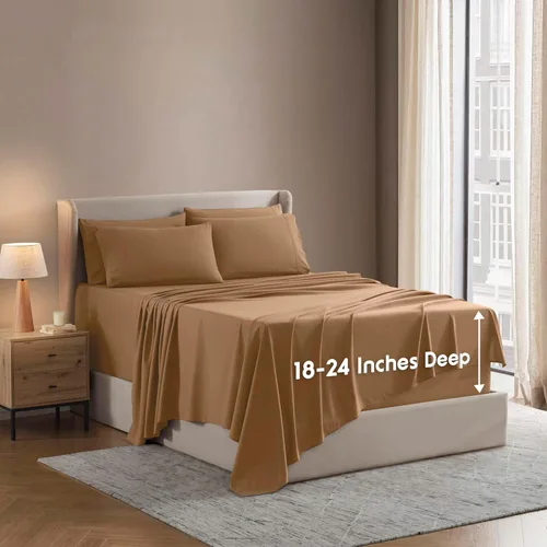 Vista 18 de Nestl - Juego de sábanas con bolsillo extraprofundo y de microfibra suave, 6 piezas, sábanas y fundas de almohada resistentes a la decoloración, 13