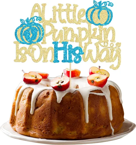 Gyufise 1 pieza de decoración de pastel de calabaza con purpurina con purpurina para decoración de pastel de calabaza para otoño, baby shower,