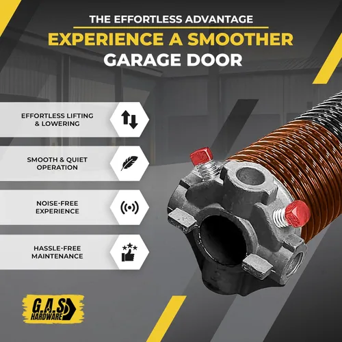 Vista 5 de Muelle de torsión para puerta de garaje de 192 x 2 x 24 pulgadas para el lado derecho de la puerta del garaje con barras de bobinado, buje de nailon