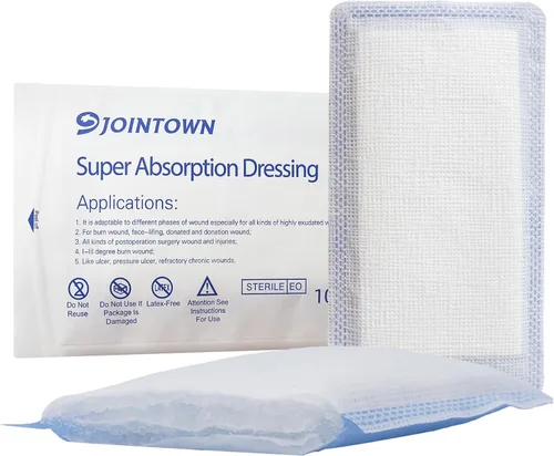 Vista 32 de Jointown Apósito de espuma para el cuidado de heridas, vendaje adhesivo de espuma de silicona con borde, vendajes impermeables para úlceras de cama