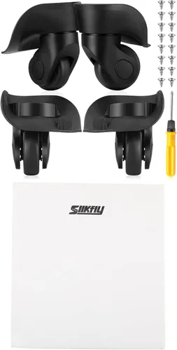 Vista 8 de Silkfly Juego de 4 piezas de reparación de ruedas de equipaje de repuesto para maleta de viaje con reemplazo de tornillo, ruedas izquierda