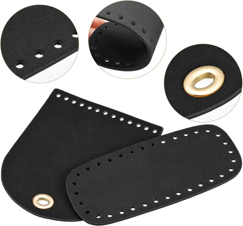 Vista 4 de Uxcell Juego de bolsas de cuero con parte inferior, correa, tapa de solapa, cerradura en negro