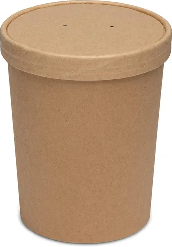 Vista 8 de GUSTO Recipientes de papel kraft de 8 onzas con tapas ventiladas. Tazones de sopa To Go Hot para llevar, tazas de helado desechables, ideales