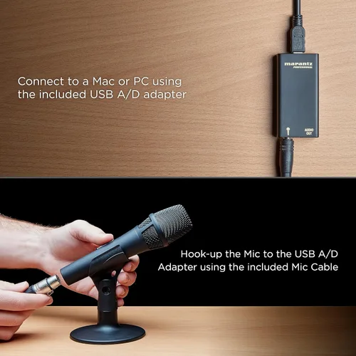 Vista 6 de Marantz Professional M4U - Micrófono de condensador USB para proyectos de podcast y transmisión con interfaz de audio, cable de micrófono y soporte