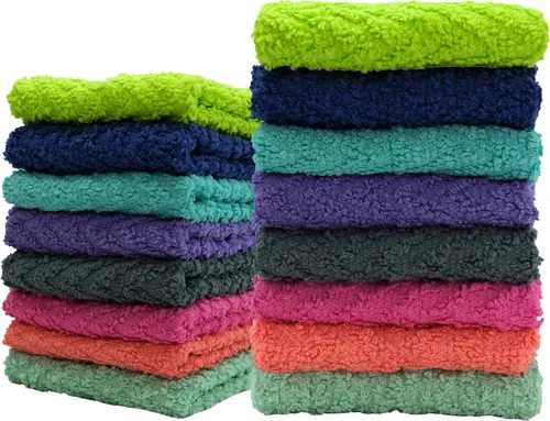Vista 4 de ZUPERIA Zigzag - Paños de lavado multicolor, paquete de 32, 12 x 12 pulgadas, paños suaves altamente absorbentes para cara, toallas de gimnasio