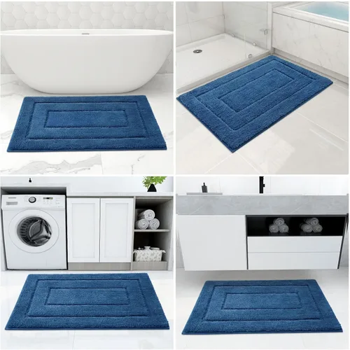 Vista 7 de Buganda Tapetes de baño, 24 x 20 pulgadas, de microfibra suave y absorbente, antideslizante, lanudo y lavable a máquina, para suelo de baño, bañera