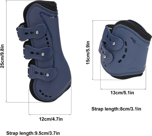Vista 6 de banapoy Botas de tendón de caballo, botas de fetlock con frente abierto, botas de tendón de salto, botas para equitación, absorción de golpes, botas