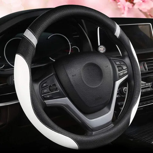 Vista 13 de Funda universal de cuero para volante para mujer, funda de volante para automóvil de 15 pulgadas (azul)
