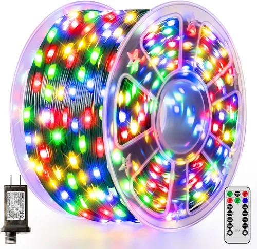 Vista 11 de LumiGlow - Luces de Navidad de 1200 LED, 394 pies, luces de árbol de Navidad impermeables IP67 con 8 modos, luces de cadena para exteriores
