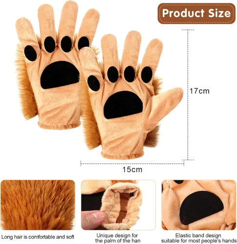 Vista 2 de Geyoga Disfraz de león de Halloween, disfraz de león con orejas de león, diadema, guantes, corbatín, falda tutú dorada, accesorios para niñas