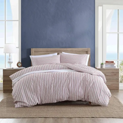 Vista 9 de Nautica - Funda de edredón tamaño individual, ropa de cama reversible de algodón con cierre de botón, decoración casual del hogar para todas