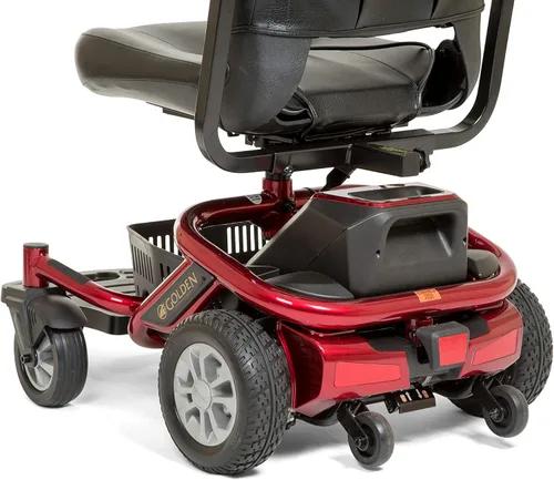 Vista 3 de Golden Technologies New LiteRider Envy Silla de ruedas eléctrica, color rojo, asiento de 20 pulgadas