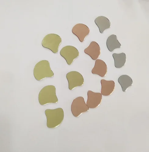 Vista 5 de 100 piezas de mosaico con forma de concha, piezas de espejo de vidrio para manualidades, decoración del hogar, adornos de espejo (espejo dorado)