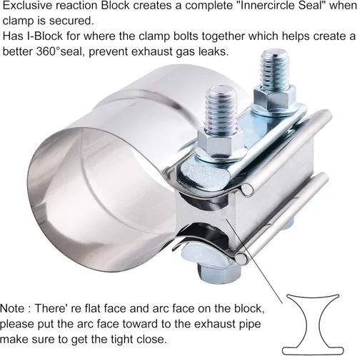 Vista 5 de Abrazadera de acero inoxidable para la banda de escape con 1 bloque