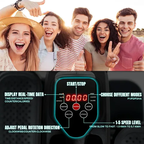 Vista 6 de Tappio Elíptica para debajo del escritorio, ejercitador eléctrico de pedales, elíptica sentada totalmente montada, compacta y portátil con control