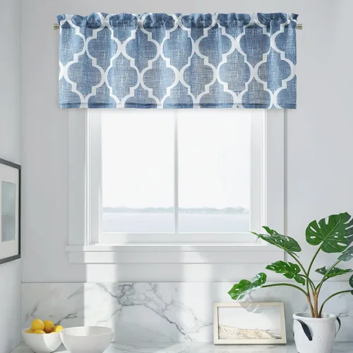 Vista 3 de Beauoop 2 paneles de cortinas semitraslúcidas de lino de 108 pulgadas de largo, para dormitorio o sala de estar, estilo marroquí, gris, marroquí