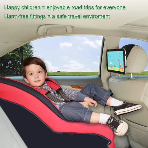 Vista 2 de TFY Soporte universal para reposacabezas de automóvil con red de sujeción de silicona compatible con teléfonos de 4.5 a 6 pulgadas y tabletas de 7 a