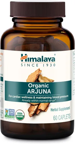 Himalaya Organic Arjuna, suplemento de presión arterial para bienestar cardiovascular y salud cardíaca, 700 mg, 60 cápsulas, suministro de 2 meses