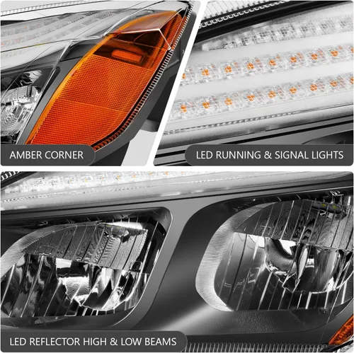 Vista 4 de DNA MOTORING Par de faros LED compatibles con Freightliner Cascadia 18-24, luces de señal de giro ámbar, negro, HL-HAY-060-BK
