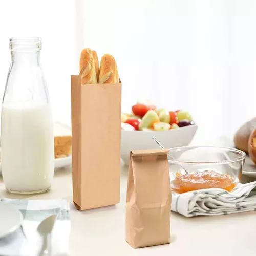 Vista 4 de Foraineam Paquete de 200 bolsas de papel kraft, bolsa de vino de pan de papel marrón, 4.7 x 2.6 x 16 pulgadas, bolsas para comida para llevar