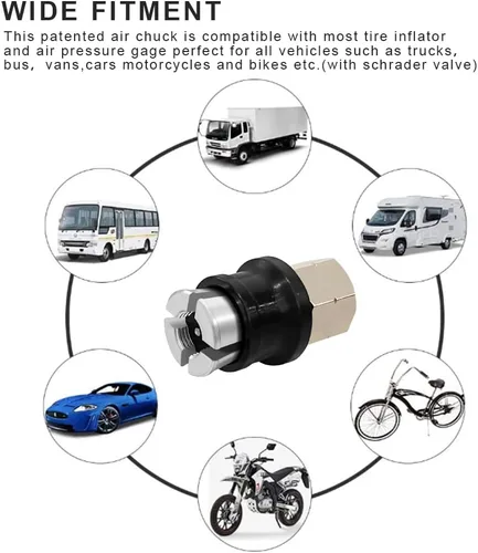Vista 8 de JINKEY Mandril de Aire con Bloqueo para Válvula Schrader, 1/4" FNPT de Latón Resistente con Flujo Cerrado Recto Mandril de Neumático con Bloqueo