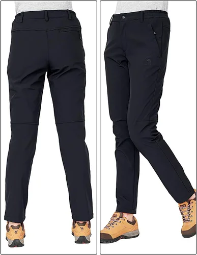 Vista 2 de CAMEL CROWN Pantalones impermeables con forro polar Softshell para mujer, cálidos, resistentes al viento, para esquí, nieve, senderismo, caza