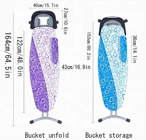 Vista 2 de Tabla de planchar plegable para el hogar, tabla de planchar de siete ajustes altos con soporte para plancha de vapor y manga de planchado, mesa