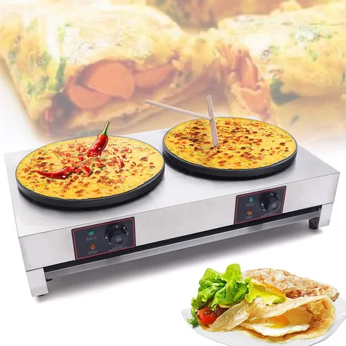 Vista 3 de Máquina eléctrica comercial para crepas de 33 pulgadas con temperatura ajustable, máquina de panqueques de acero inoxidable, máquina de panqueques