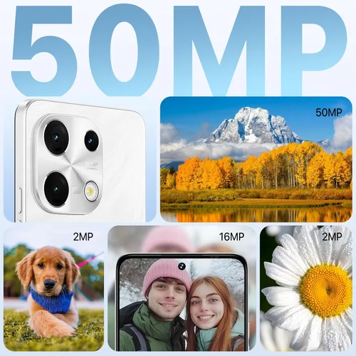 Vista 5 de UMIDIGI Note 100 5G teléfono celular desbloqueado, teléfono Android 14 5G Dual SIM, cámara de 50MP, 16 (8+8) GB+256GB/TF 1TB gastar teléfono