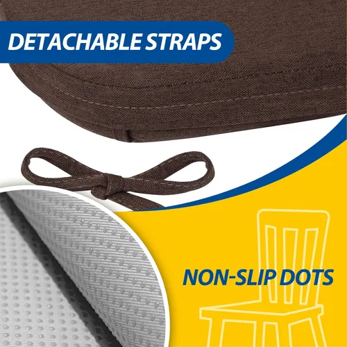 Vista 5 de AAAAAcessories Cojines para silla en forma de D, cojines para silla de comedor de 2" de espesor con lazos y removibles, funda lavable a máquina, 17