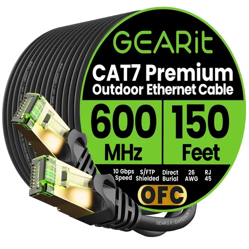 Vista 20 de GEARit Cable Ethernet Cat7 para exteriores (25 pies) SFTP Par trenzado de lámina blindada, cobre puro, LLDPE, impermeable, enterramiento directo