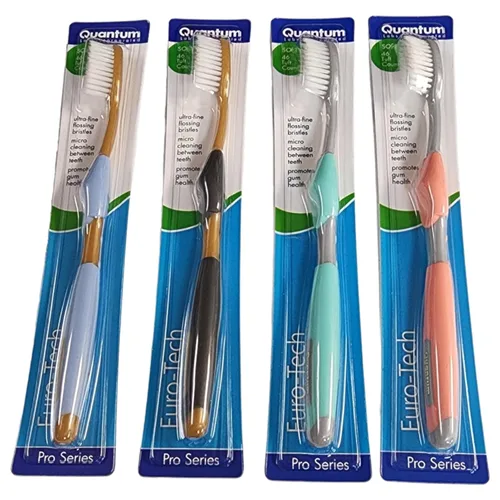 Vista 6 de Quantum Euro-Tech - Cepillo de dientes extra suave, cerdas de plumas ultra finas con agarre suave y delgado y reposamuñecas para adultos, paquete