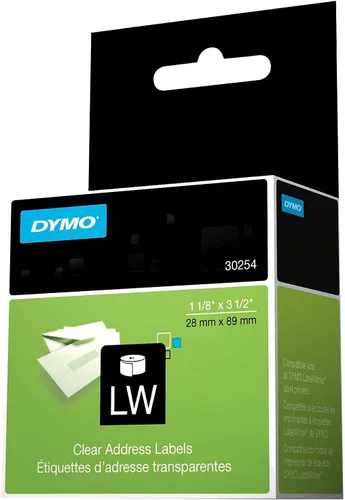 Vista 6 de DYMO Etiquetas de dirección para máquina de etiquetas, 1.12 x 3.5 pulgadas, transparentes, 130 etiquetas/rollo