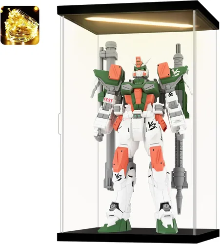 Vista 12 de Vitrina de acrílico para coleccionables, cajas de acrílico transparente para exhibir minifiguras, trofeos, casco de construcción iluminado