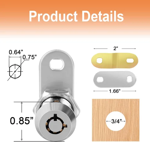Vista 4 de Cam Locks - Cerradura de almacenamiento para autocaravana con llave igual, cilindro de 7/8 pulgadas que se adapta a un grosor máximo de puerta