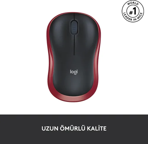 Vista 2 de Logitech Ratón inalámbrico M185, 2.4 GHz con mini receptor USB, duración de la batería de 12 meses, seguimiento óptico de 1000 DPI, PC/Mac / Rojo
