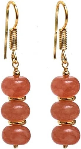 Vista 28 de Gempires - Aretes ligeros con cuentas hechas a mano, hipoalergénicos, chapados en oro, aretes colgantes para mujer