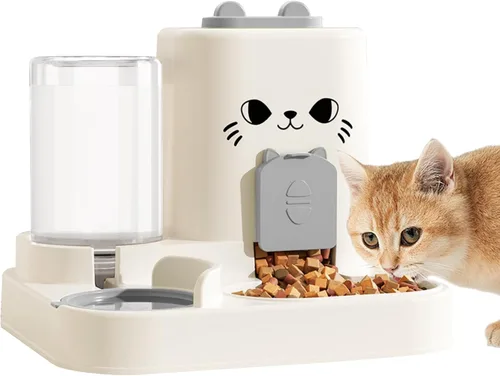 Alimentador automático para mascotas de 1.6 L y dispensador de agua de 0.6 L, dispensador automático de alimentos y agua para gatos, alimentador por