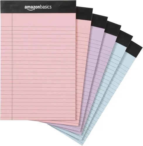 Vista 12 de Yaxa Basics Bloc de notas de escritura con rayas angostas de 50 hojas, 5 x 8 pulgadas, paquete de 12, canario